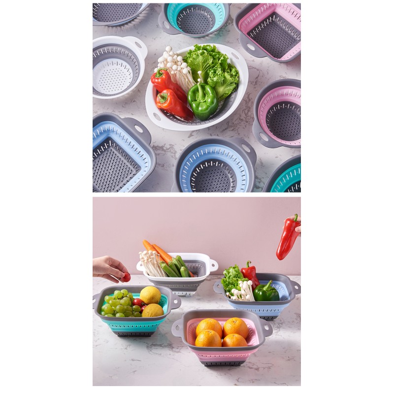 Wholesale Folding Eco-friendly Reusable Vegetable Plastic Drain Basket Simple Style Storage for Home Kitchen Use