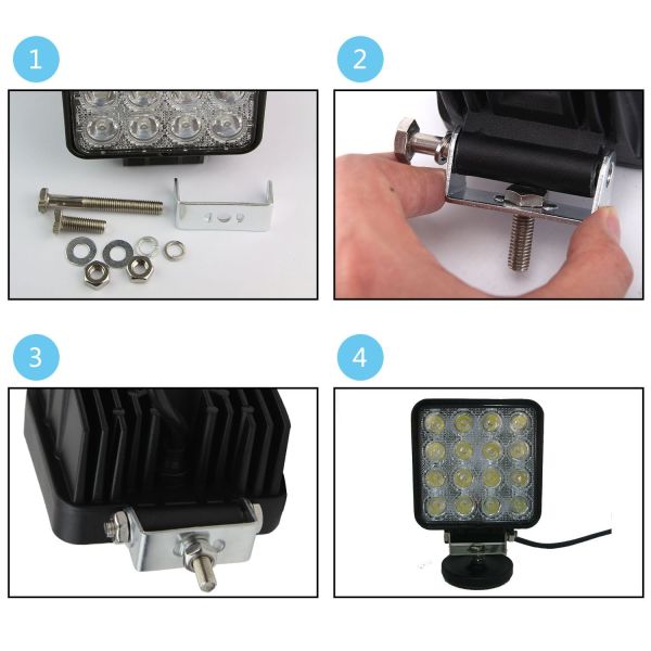 48W LED work light with EMC function square LED light for off road vehicles ATV UTV trucks tractor
