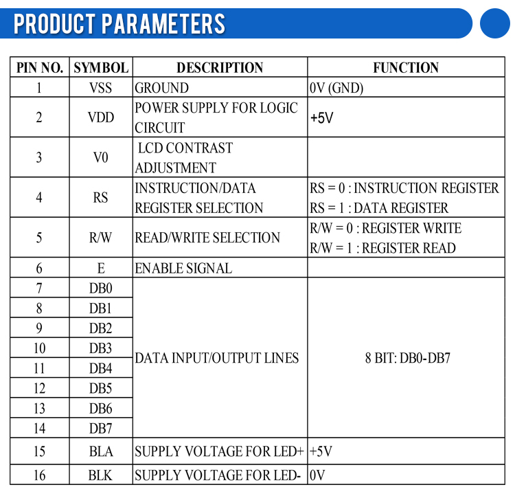 Gray Film 2004D Font Screen 16PIN Interface Module ST7066U Single Row Interface Module