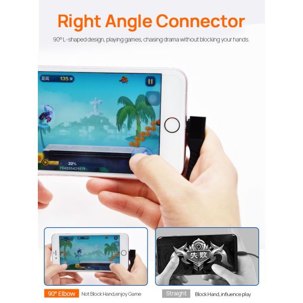 90 Degree USB Lightning Charging Cable Sync Data PD 18W Charging