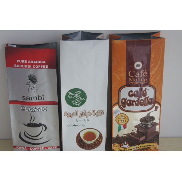 Durable Side Gusset Flat Bottom Tea Packaging Bags Coffee Beans Plastic Bag