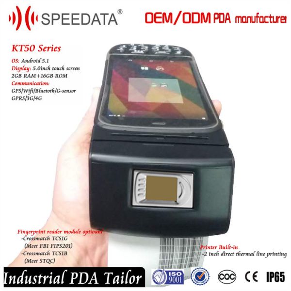 Fingerprint Scanner Industrial PDA Android OS Wifi Bluetooth Touch Capacitive Screen