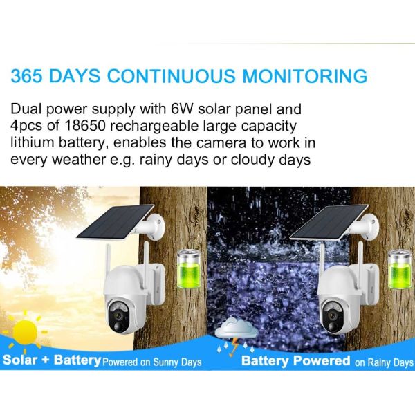 3MP 4G Solar Surveillance Camera Outdoor 10400mAh Battery Powered Security Camera