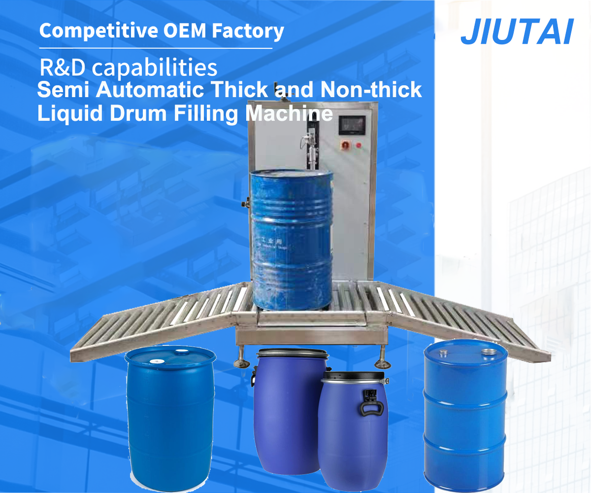 Semi Automatic 200L Barrel Lobe Pump Capping Sealing Packaging Specialized Liquid Bottling Weighing Filling Machine
