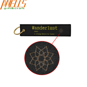 Pantone Polyester Custom Woven Keychain Flexible Unbreakable With Ring