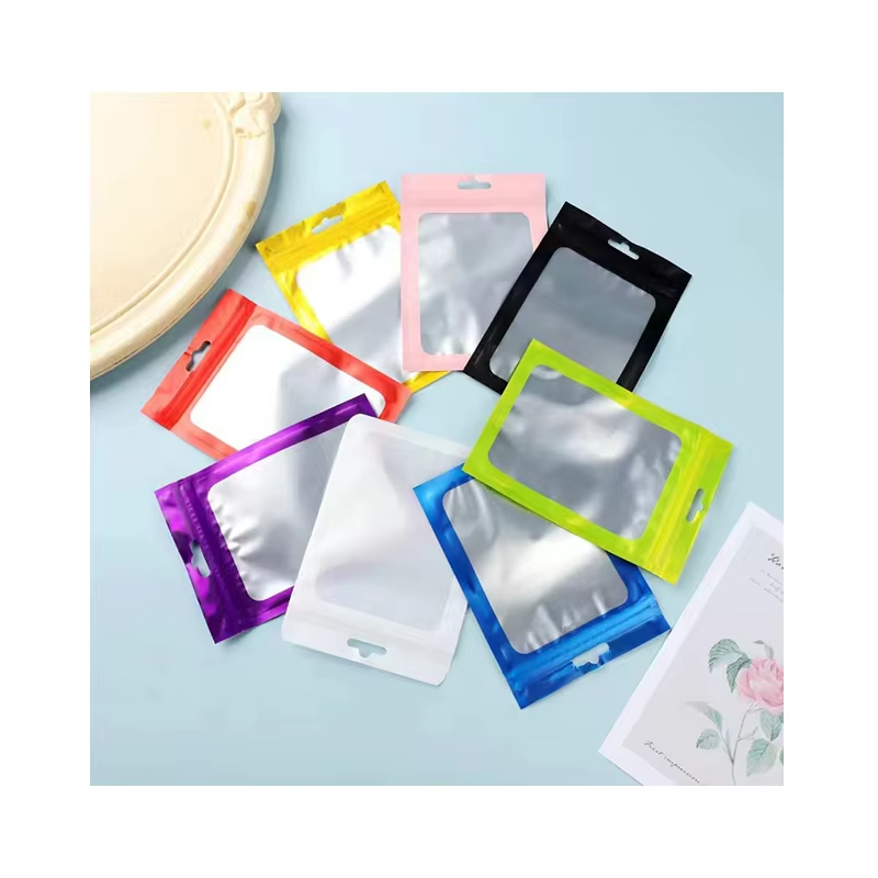 Factory Customized Rainbow Color Flat Dust Resistant Plastic Clear Laser Holographic Zipper Bag Mylar Bag