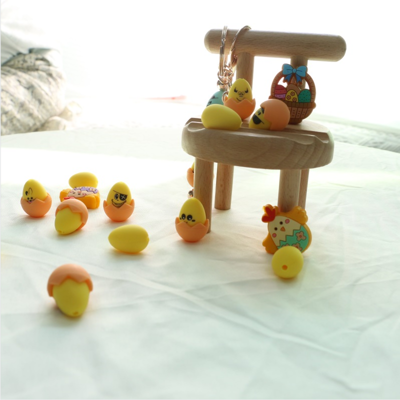 Silicone Teething Beads With Custom Printing Design Silicone 3D Easter Eggs With Shell Focals