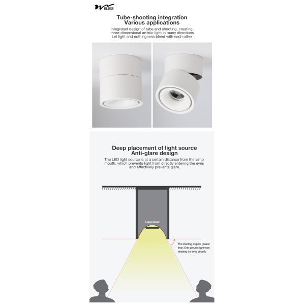 Remote Control Switch Mode LED Cylindrical COB Open-Mounted Downlights for Smart Home