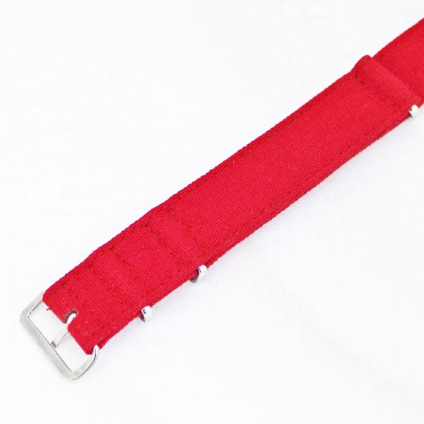 Solid Color Nato Canvas Watch Strap Bright red With Buckle