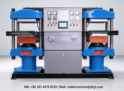 Duplex Rubber Curing Press Double Station Vulcanizing Machine For Rubber Mat Production