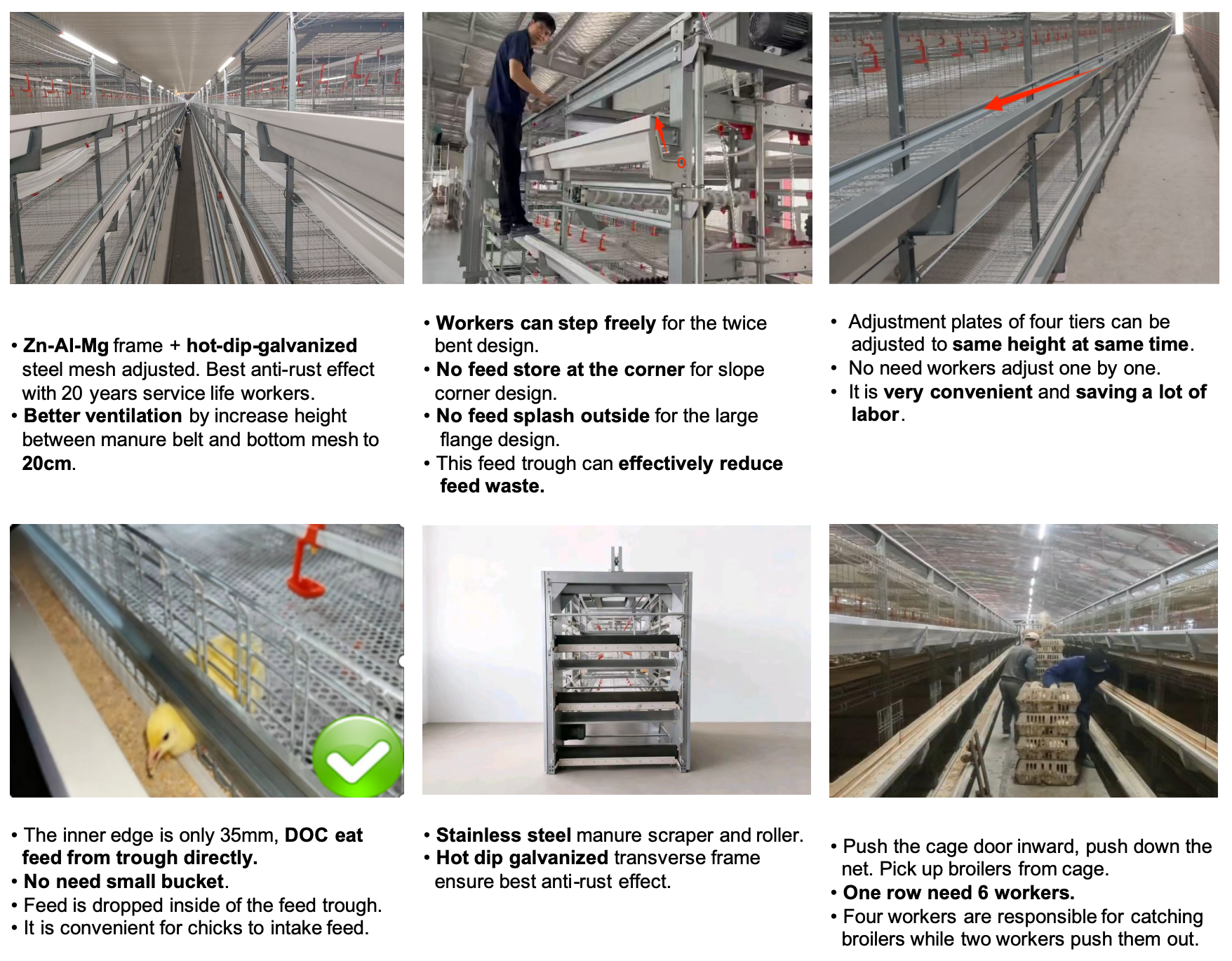 H Type Multi Tiers Manual Harvesting Broiler Cage Equipment