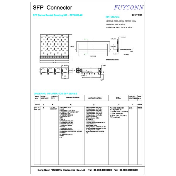 4 Port SFP+ Cage Press-Fit Termination 1x4 Without Light