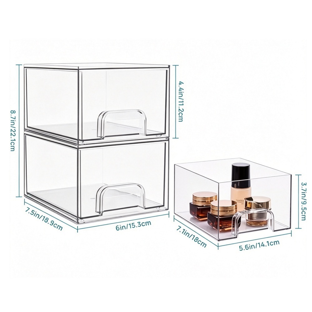 Transparent Acrylic Stackable Storage Drawer Multi-Purpose Organizer Bin