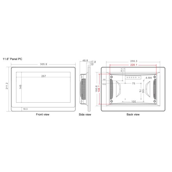1920*1080 Industrial Touch Screen Computer 11.6'' Support Wall Mounting / Desk Stand