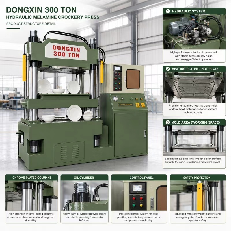 Factory-direct melamine tableware moulding machine in operation