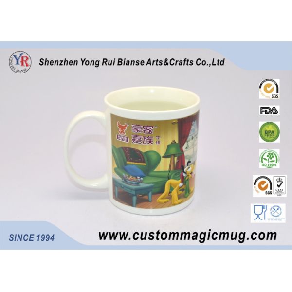 Porcelain Heat Sensitive Color Changing Mugs , Tea Magic Cup Custom
