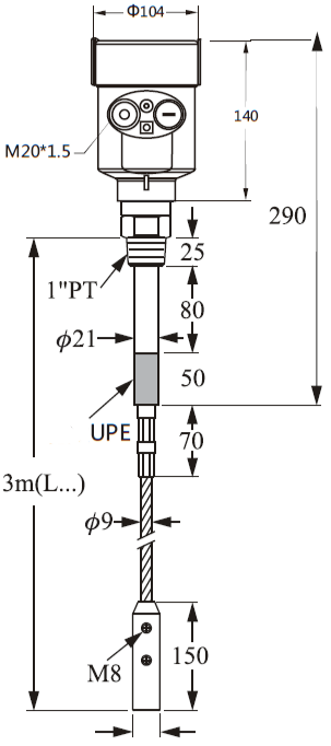 KCS Series Capacitive Level Transmitters Up and Down Limit Alarm Function for High Temperature and Pressure Applications