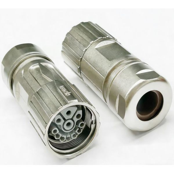 7-core M23 Servo Motor Connector with Silver Contact Plating for Wide Operating Temperature