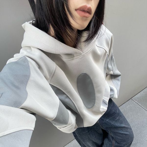 Low MOQ Customized Color Block Splicing 3D Embroidery Oversized Pullover Winter Hoodie Pocket Hip Hop Polyester/Cotton Blend