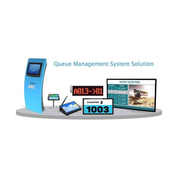 Wireless Complete Bank Counter Network Token Queue Management System With Digital Signage LCD TV Display Solution