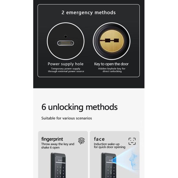 Qleung S810max Smart Home Lock With Card Code Key Fingerprint Palm Password Multi-unlock Ways