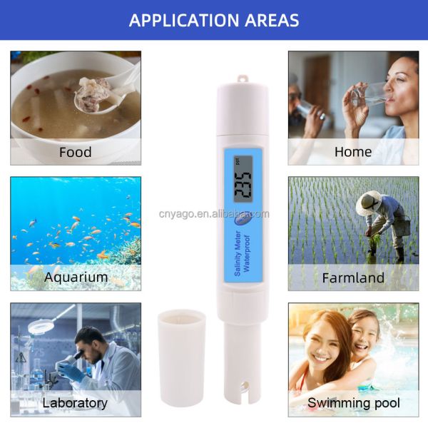 Waterproof Digital Salinity Meter with 0~199.9ppt Measurement Range and 0~50℃ Temperature Compensation