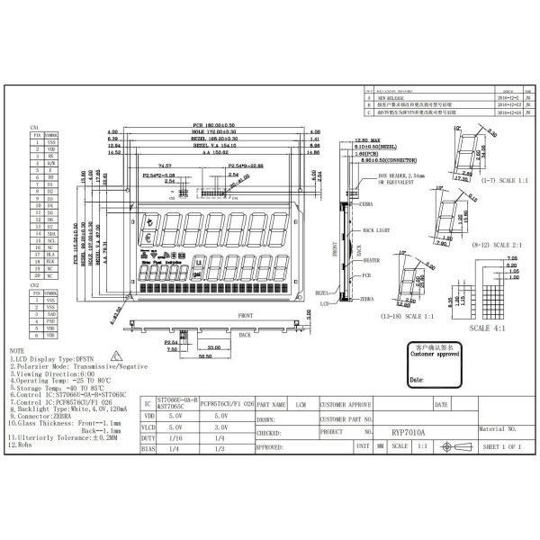 Transmissive Negative DFSTN LCD Module for Fuel Dispenser Super Wide Temperature Range