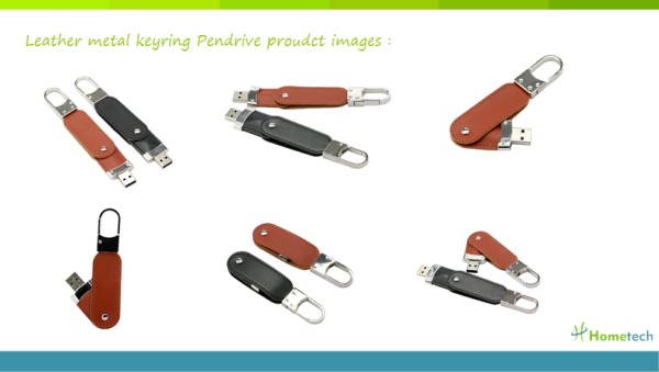 Auto Run Leather USB Flash Disk Metal Keyring Pendrive Creativo USB 2.0 / USB 3.0
