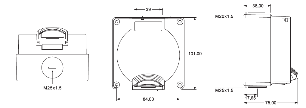 IP66 50HZ Including Earth Weatherproof Switch Socket 250v 3P 20A Transparent Hingfed Flap Cover