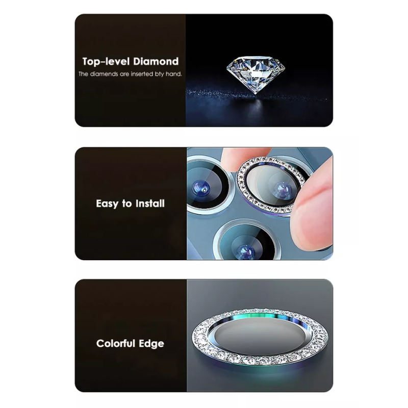 Glass Diamond Camera Lens Screen Protector For Iphone 12 13 14 Plus Pro Max