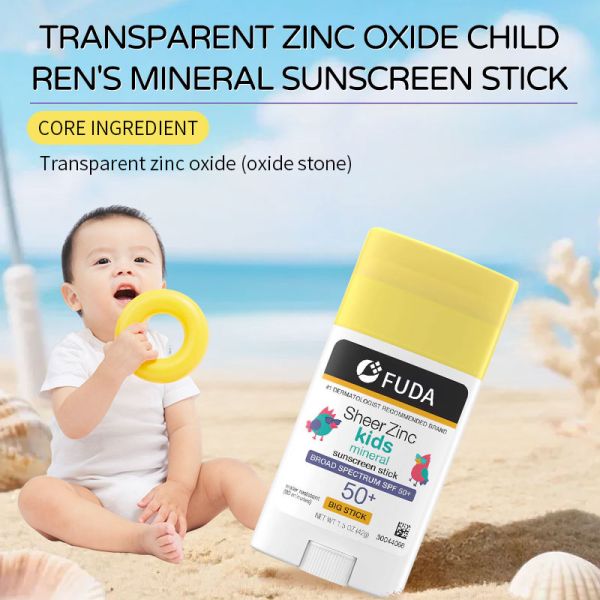 Transparent Mineral Zinc Oxide Sunscreen Stick SPF 50 Waterproof Moisturizing for Children