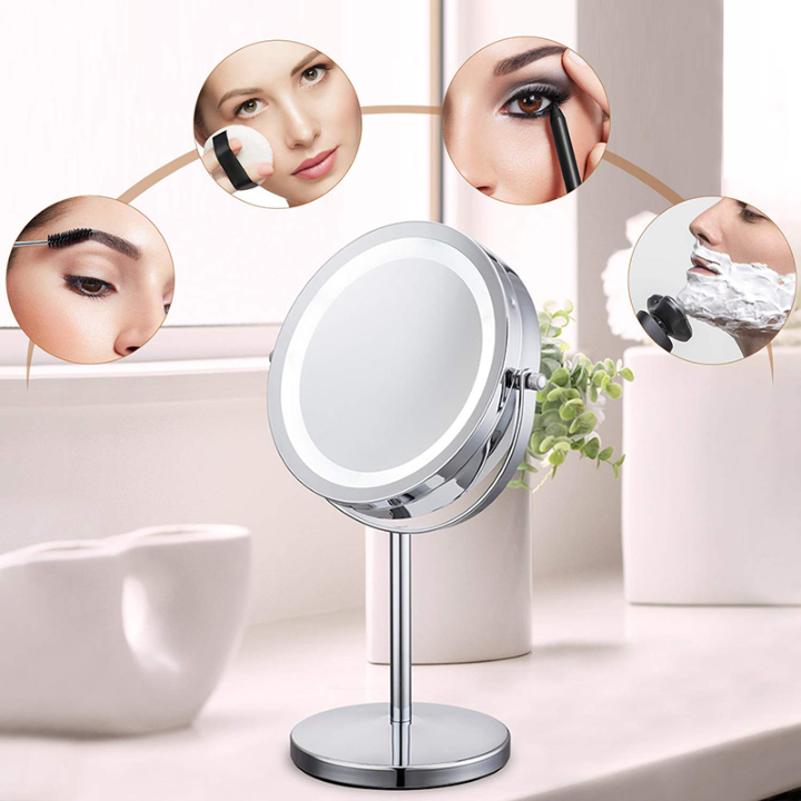 Adjustable Magnification Vanity Mirror Magnifying LED Lighted Makeup Mirror with Suction Cup,bathroom Flexible Gooseneck 10X