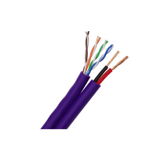 UTP CAT5E 24 AWG Bare Copper with 2 Core Bare Copper Power IP Camera Cable
