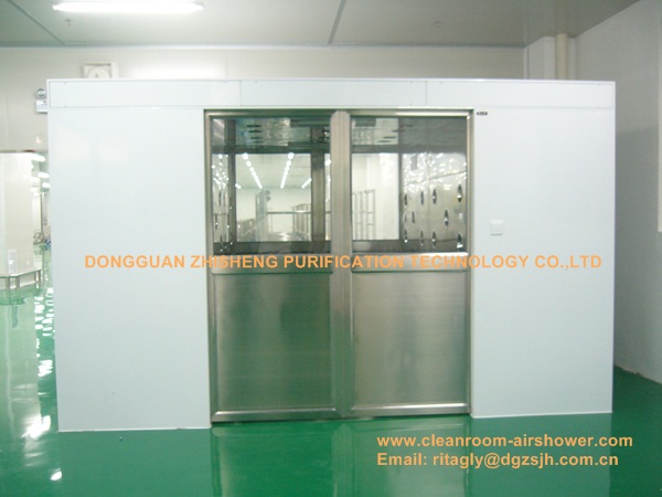 Cargo CleanRoom Air Shower With Width 1600mm Automatic Double - Leaf Sliding Doors