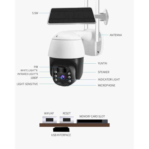 Glomarket Tuya Smart Waterproof Solar ip Camera Wifi/4G APP Remote Motion Wireless Wifi Cctv HD Camera