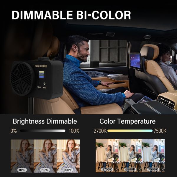 Slim LED Video Light 100W Adjustable 2700-7500K Bluetooth App Control For Live Streaming Shooting