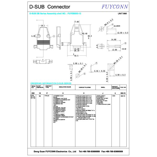 Nickel Plated Metal T Shape 15 Pin D SUB Connectors