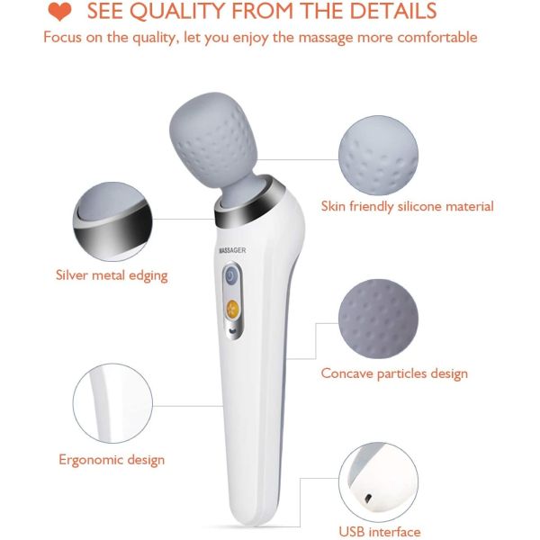 Waterproof IP67 Vibrating Neck Massager Wand Wireless USB Charging