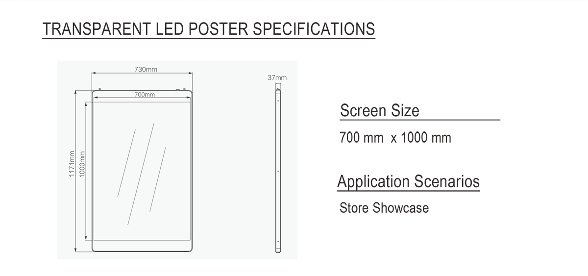 Large Glass Window Transparent LED Poster Display for Brand Store