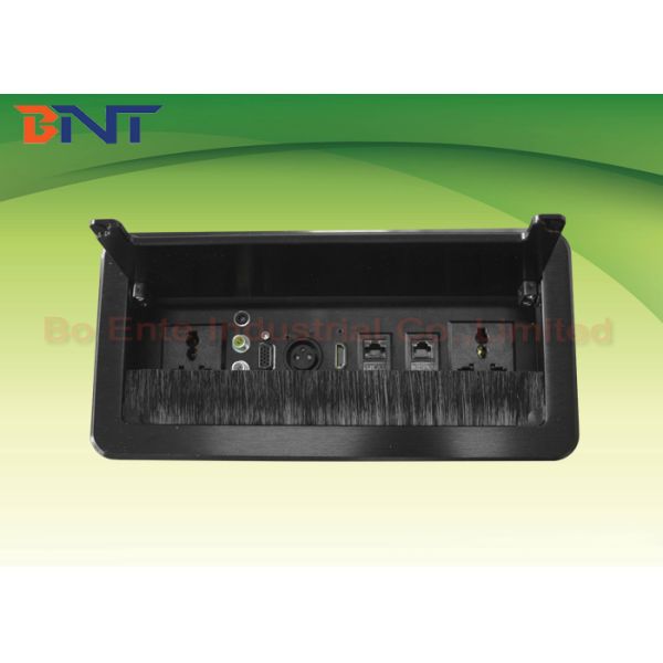 Black Tabletop Manual Flip Up Outlet / Interconnection Multiple Socket For Office