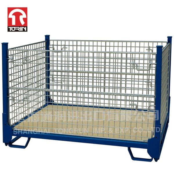Torin LK21 Folding Stackable Half Open square Pipe Box Wire Mesh Pallet Container Metal Pallet