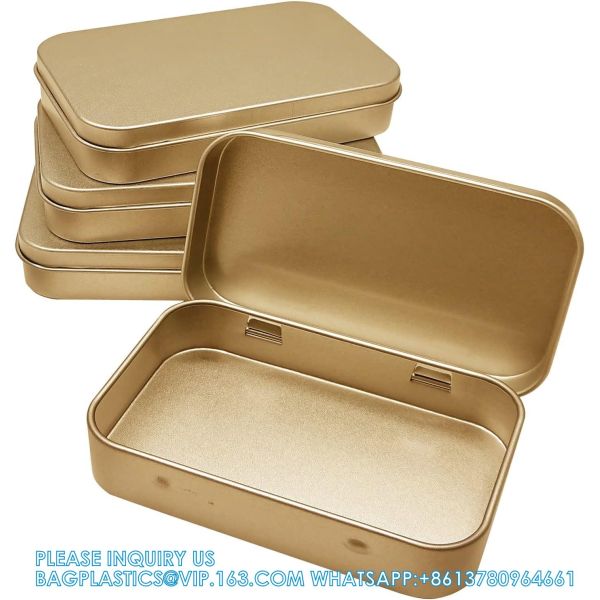 Metal Rectangular Empty Hinged Tins - Pack Of 40 Silver Mini Portable Box Small Storage Kit & Home Organizer With Lids