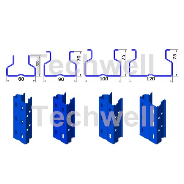 Storage Pallet Shelving and Racking Upright Roll Forming Machine for 80 / 90 / 100 / 120mm Upright Rack Profiles