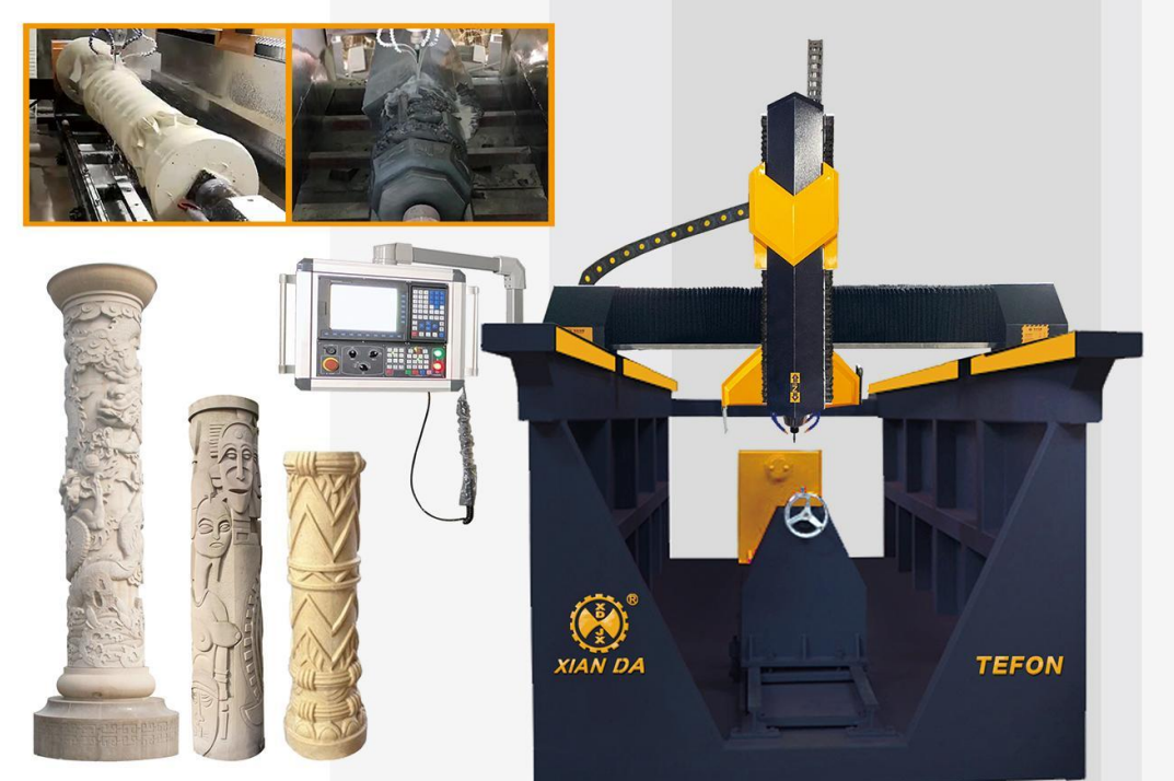 Precision CNC Stone Carving Machine With 4 Axis Column Carving Machine