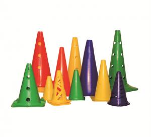 China Outdoor Exercising Cone Football Marker Soccer Sport Marker Cones With Holes PP for Kids on sale
