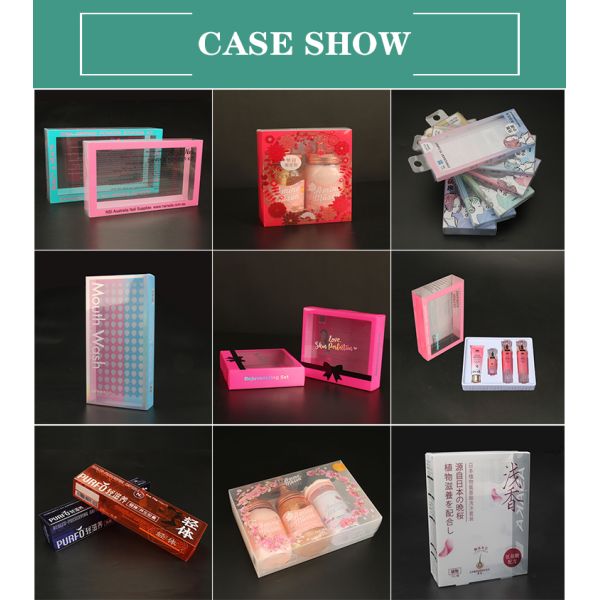 Custom Logo Cosmetic Package Transparent Visual Soft Crease PET PVC Acetate Packaging Boxes