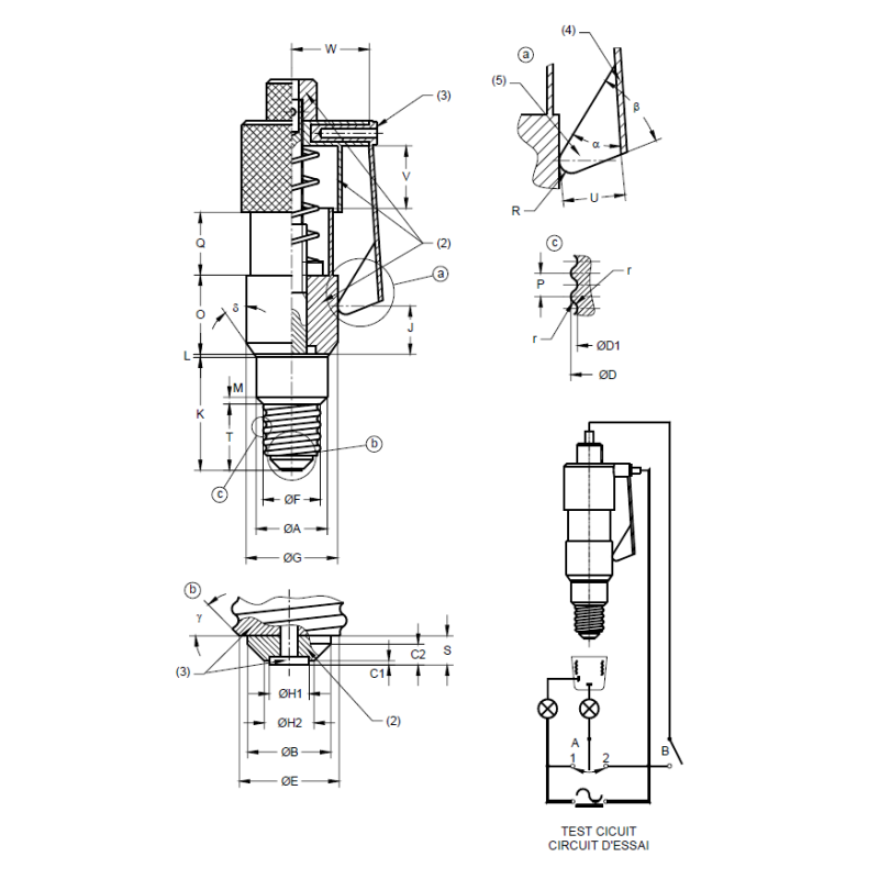 Gauge for testing contact-making and protection against accidental contact during insertion of lamps in lampholders E14