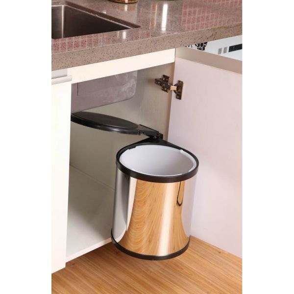 Rotate Metal Garbage Cans Stainless Steel Material Pull Out Type Water Proof