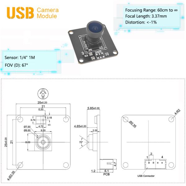 Sony IMX415 Sensor 8MP 4K USB2.0 Small Camera Module