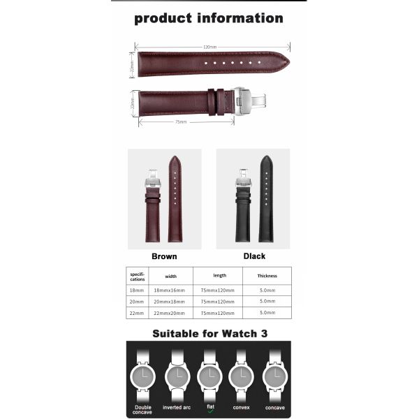 Quick-release Solid Color Leather Watch With Central Bar Clasp